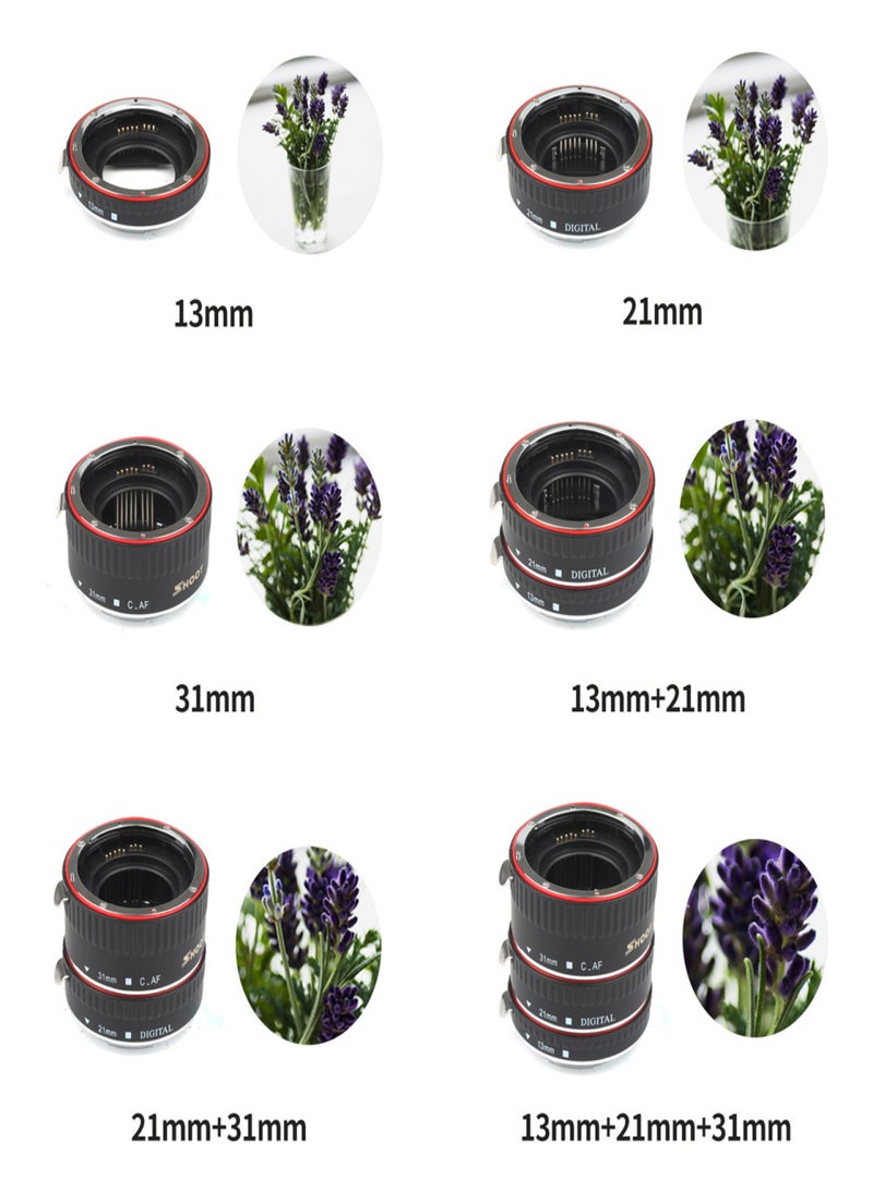 SHOOT XT-364 Auto Focus AF Macro Extension Tube Adapter Ring Set 13mm 21m 31mm Replacement for Canon EF/EF-S Lens Replacement for Canon EOS - Image 4